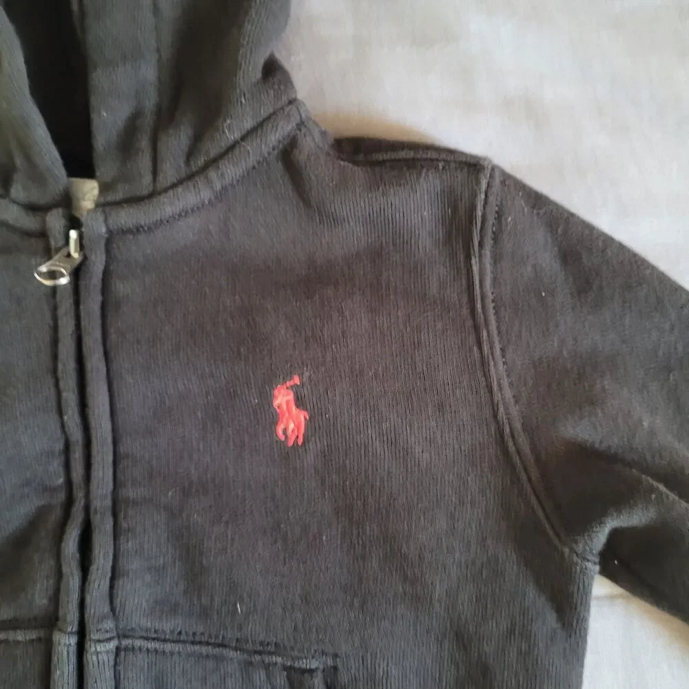 Polo Ralph Lauren Baby Boys Cotton Fleece Hoodie Color Black Zip Up 9 Months
